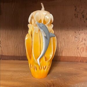 Orange Dolphin ribbon Candle 5 inches